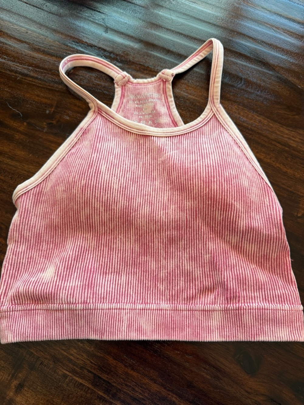 Zenana Outfitters Pink Ribbed Racerback Padded Sports Bra